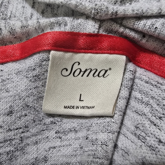 SOMA size Large Long Sleeve  Surplice Neck Faux Wrap Comfy Top Heathered Gray - Picture 8 of 13